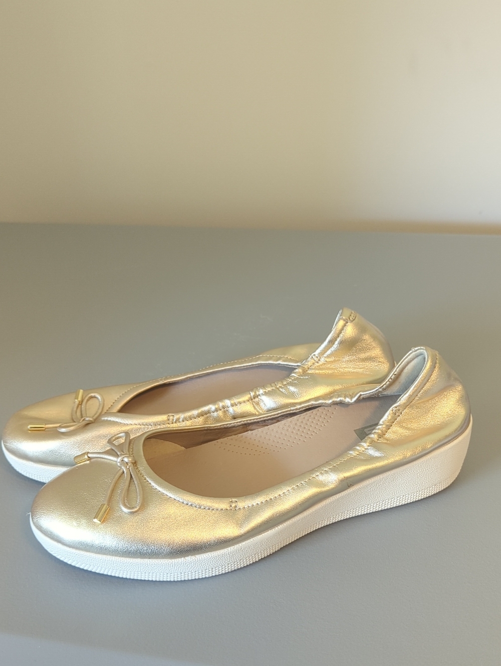 FitFlop Superbendy Metallic Gold Women's Ballet Slip-On Flats